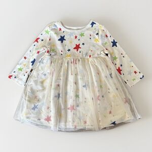 Hanna Andersson Moon and Back Long Sleeve Tulle Dress Size 18-24 Months White